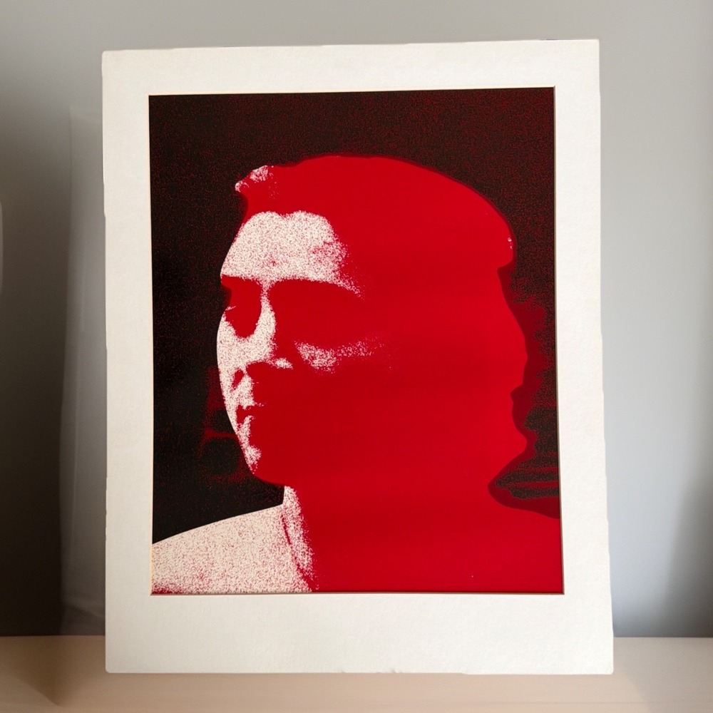 Pop Art Red Silhouette Portrait Print Halftone Modern Graphic Wall Art 16x20